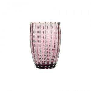 bicchiere vetro perle ametista set 2 pezzi