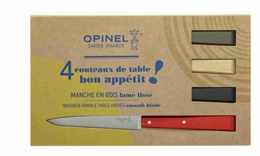 Opinel Set 4 Coltelli Da Tavola Bon Appétit+ Nuvola - Lama Microseghettata 11 Cm - Manico Polimero - Lavastoviglie